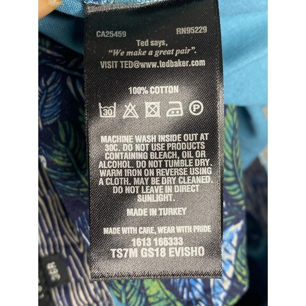 Ted Baker Mens Chino Shorts Blue Flat Front Pockets 100% Cotton Twill Zip 36 New